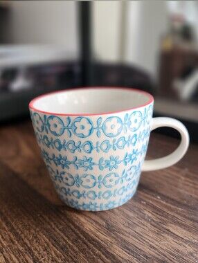 Floral Mug - Bloomingville BLUE Stoneware Cozy Cottagecore Colorful NEW